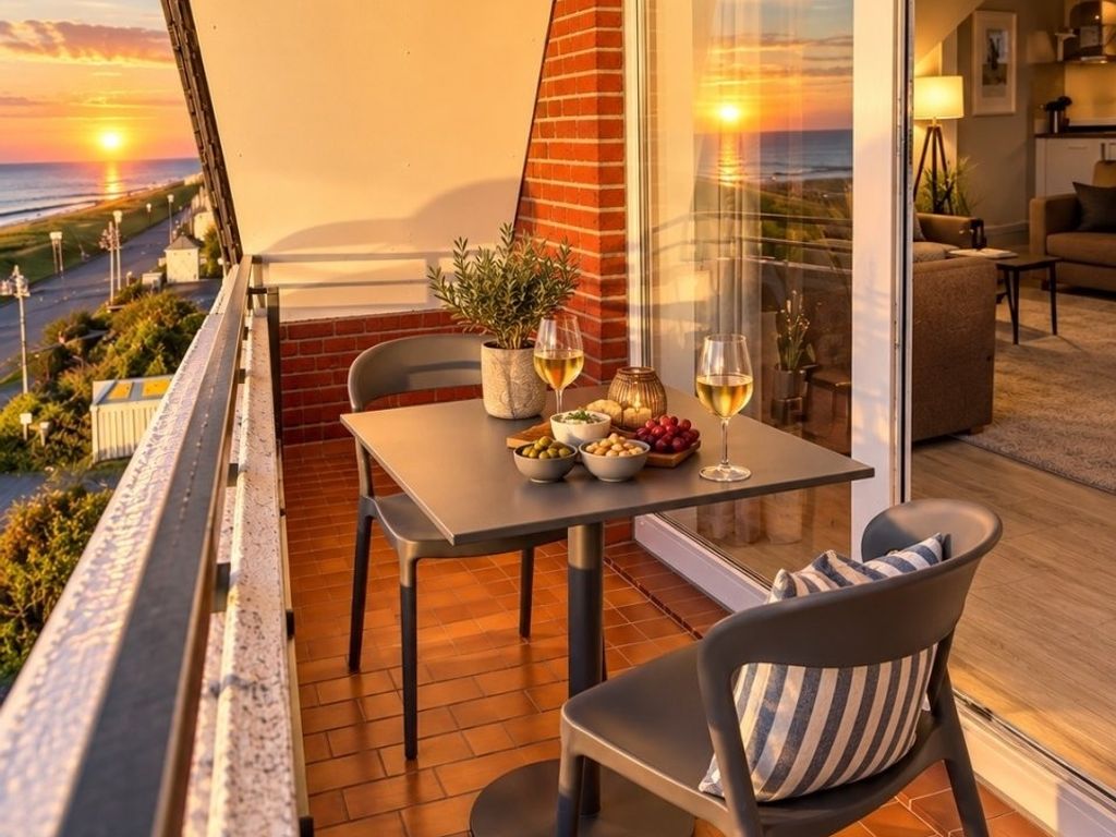 Ferienwohnung  NW 34 Balkon mit Meerblick