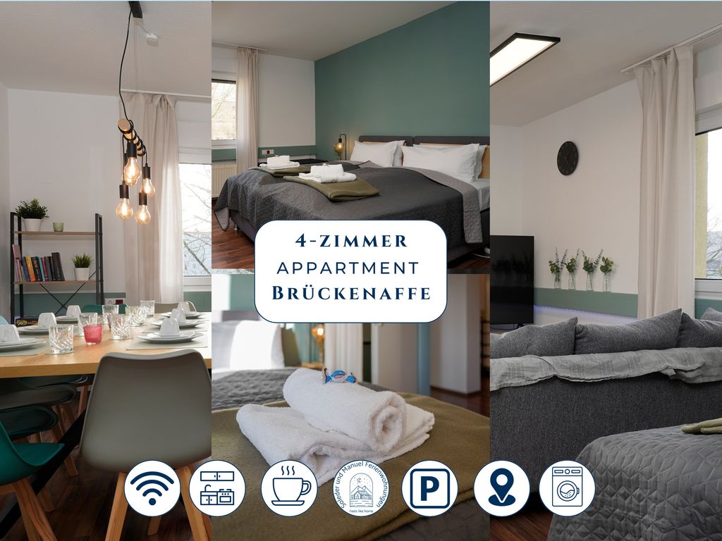 Süden von HD - 4 Schlafzimmer - 10 Personen - Haustier und Familienfreundlich 96qm  / App. Brückenaffe