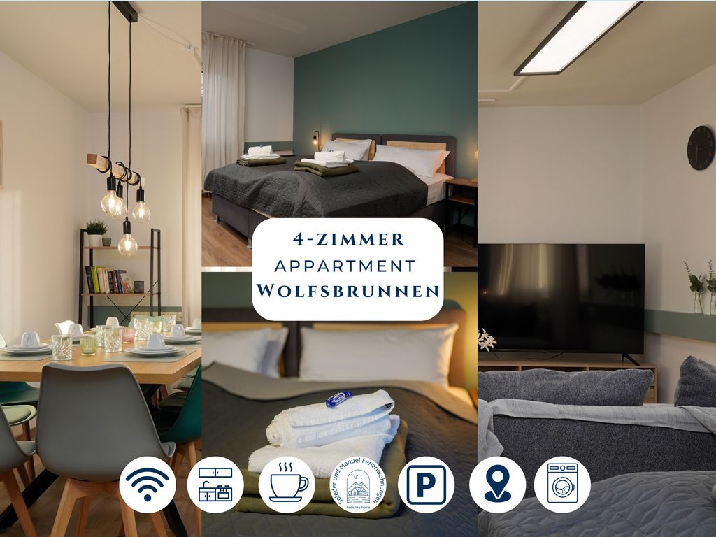 Süden von HD - 4 Schlafzimmer - 10 Personen - Haustier und Familienfreundlich 96qm  / App. Wolfsbrunnen