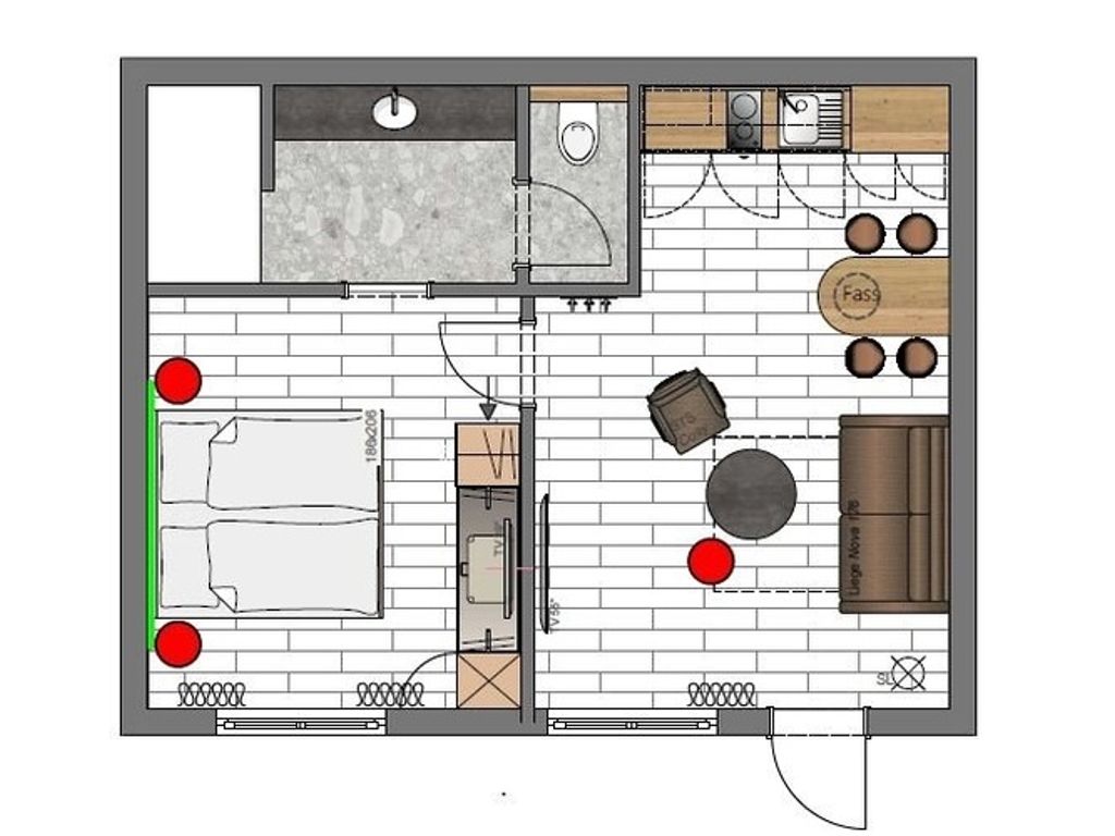 2 Zimmer Apartment mit Küche