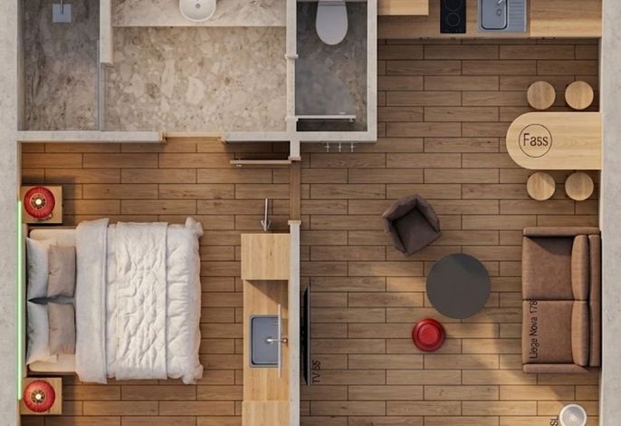 2 Zimmer Apartment mit Küche 207
