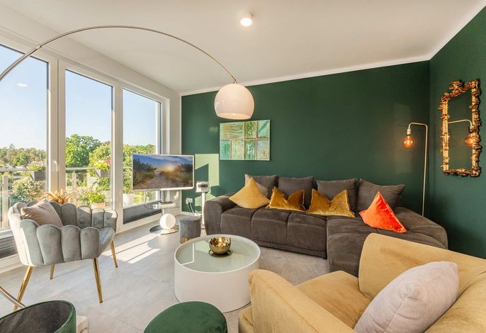 Ruhige Luxus-Ferienwohnung am Stettiner Haff mit Seeblick und privatem Balkon
