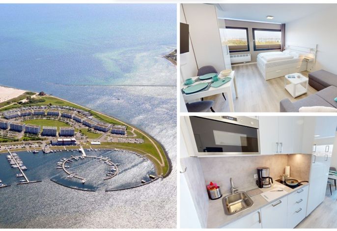 Ferienwohnung "Hafenliebe" am Südstrand Burgtiefe mit Yachthafenblick-2 Erwachsene und 1 Kind