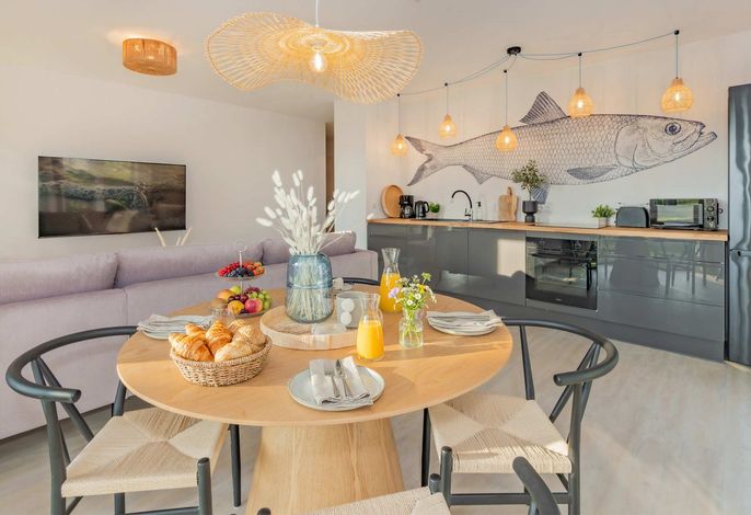 Moderne Ferienwohnung mit Balkon und Parkplatz – nur 800 m zum Strand