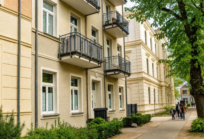 Gemütliche 52m² Ferienwohnung mit Garten, Balkon & Saison-Strandkorb