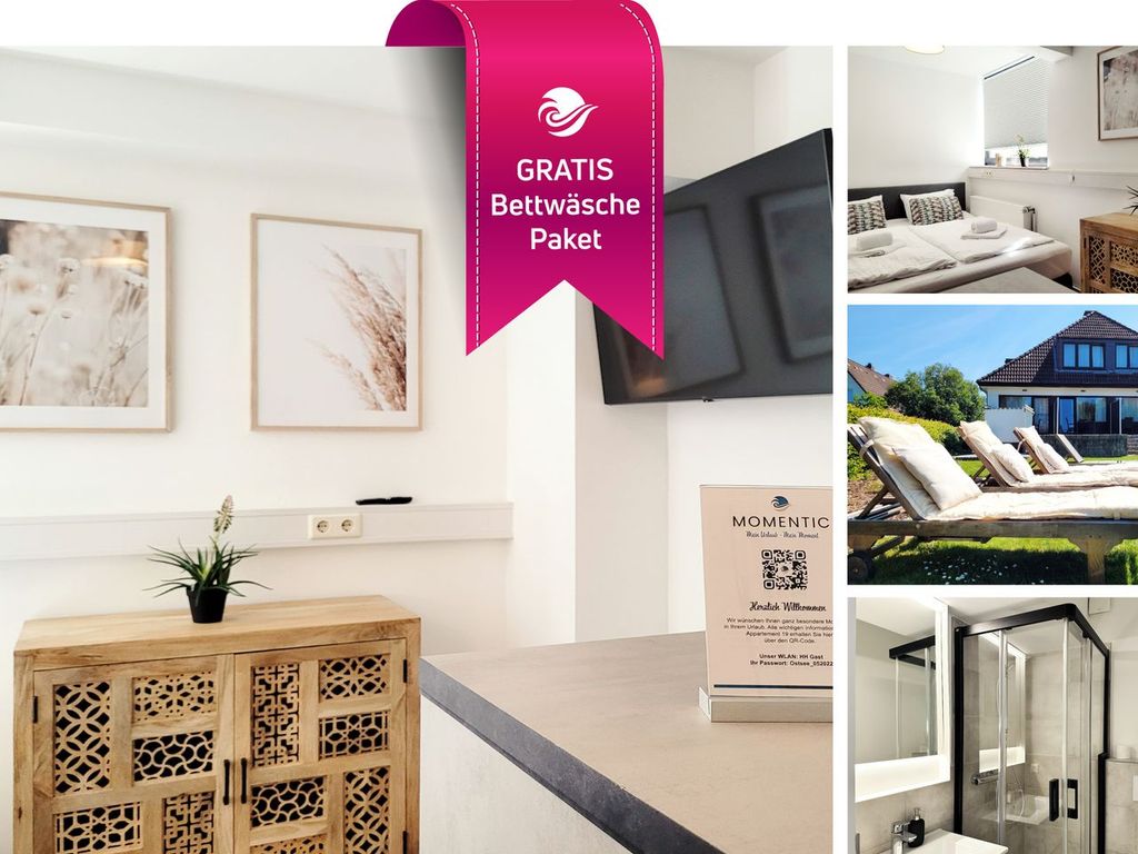 Moderne Mini FeWo im UG mit gratis Bettwäsche-Paket