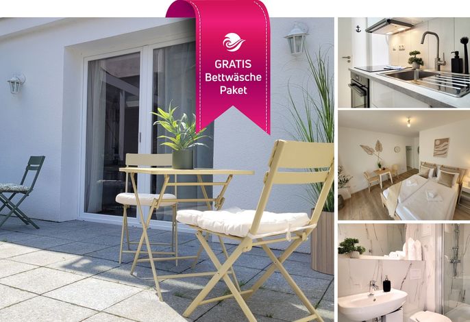 Hafenappartement "ANKER" mit Terrasse + Gratis Bettwäsche-Paket