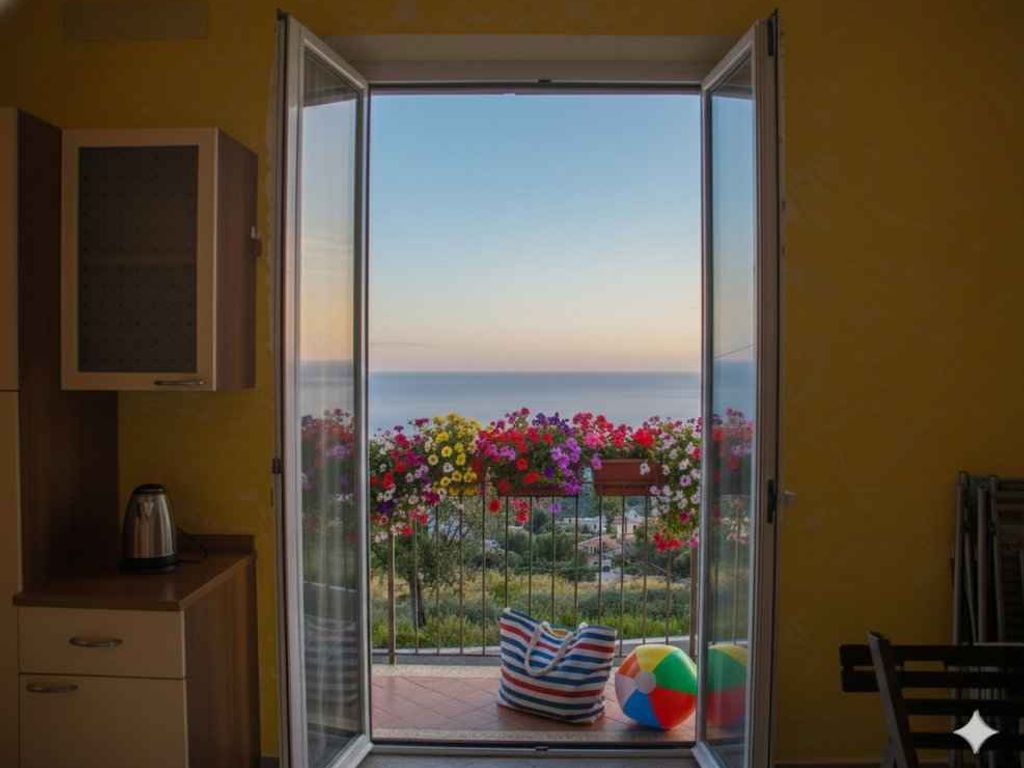 Ferienwohnung mit Klimaanlage und Balkon mit Meerblick