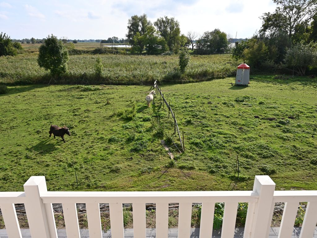 Ferienhaus mit Reetdach, großem Grundstück und Privatweg zum Hafen