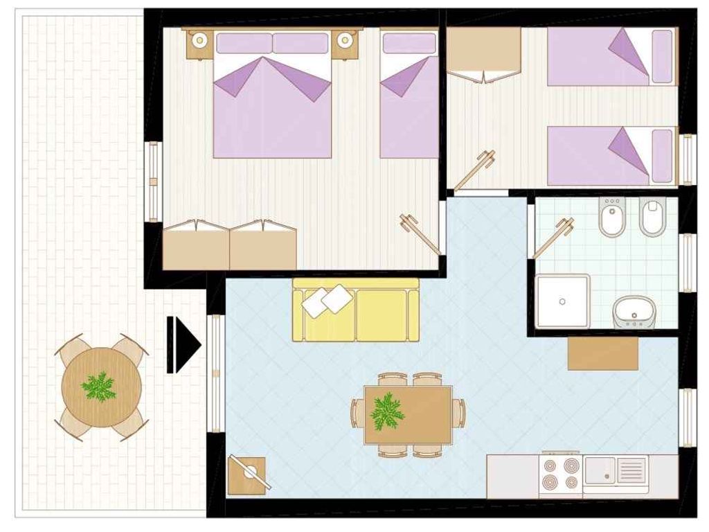 Ferienwohnung mit Klimaanlage und Balkon