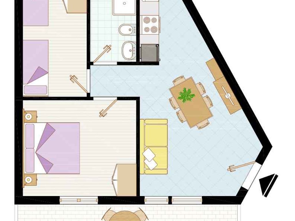 Ferienwohnung mit Klimaanlage und Balkon