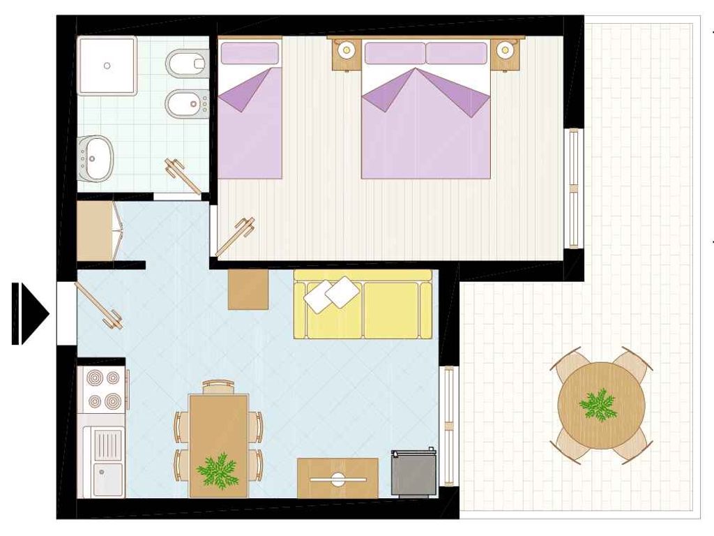 Ferienwohnung mit Klimaanlage und Balkon