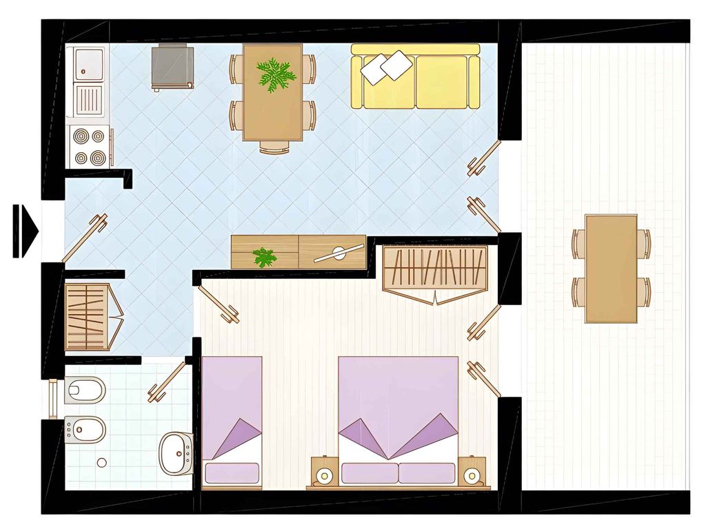 Ferienwohnung mit Gemeinschaftspool und Klimaanlage