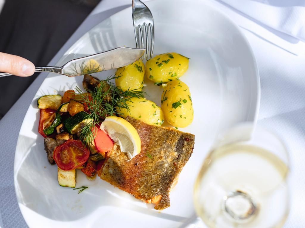 Fischgericht im Gasthof Zum goldenen Anker