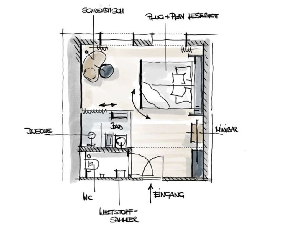 Skizze Gletscherzimmer