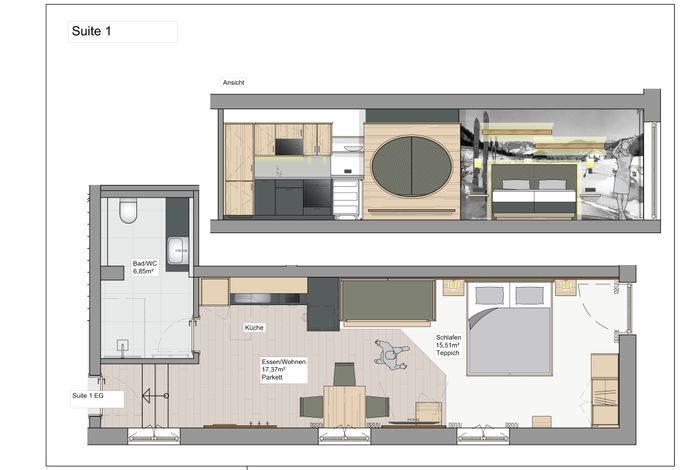 (1) Suite Manggei, EG mit Terrasse zum Garten, 41 qm
