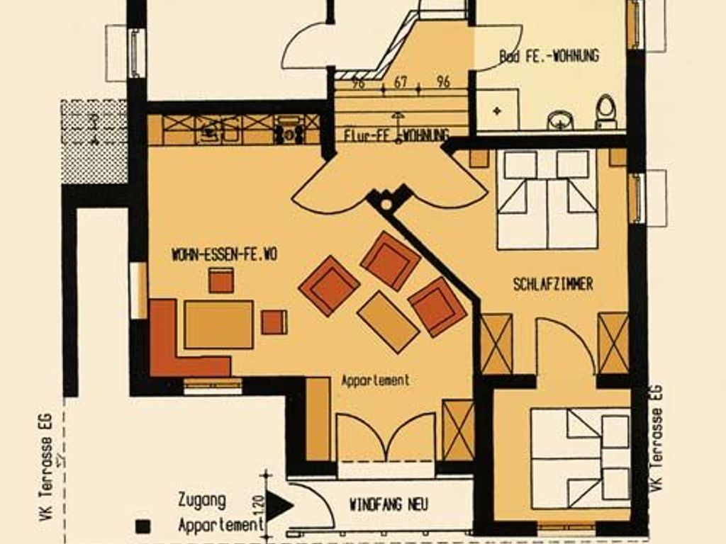 Grundriss der Wohnung 1