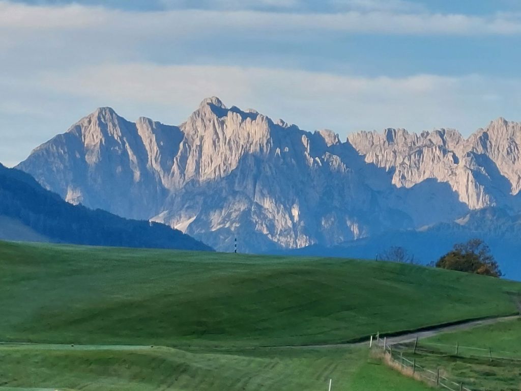 Unsere Aussicht auf den Wilden Kaiser