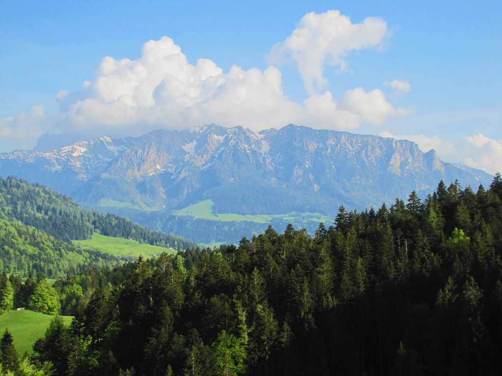 Ausblick auf das Kaisergebirge von Mitterleiten