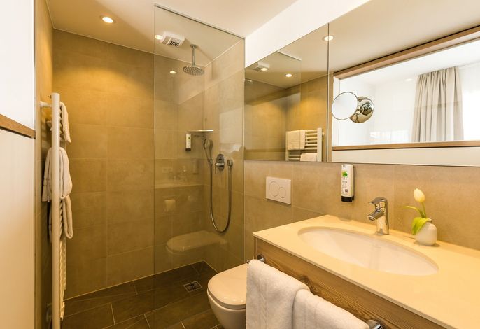 Deluxe Doppelzimmer mit Dusche und WC, Regendusche, Smart TV