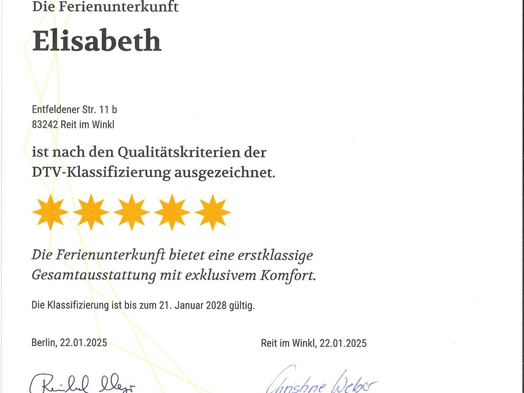 Aktuelle 5-Sterne-Klassifizierung