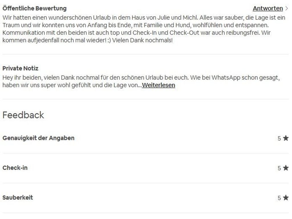 Feedback unserer Gäste