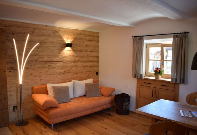 Ferienwohnung, 50m² für 2-4 Personen, Wohnküche, Schlafzimmer, Dusche/WC, Terrasse, behindertenfreundlich