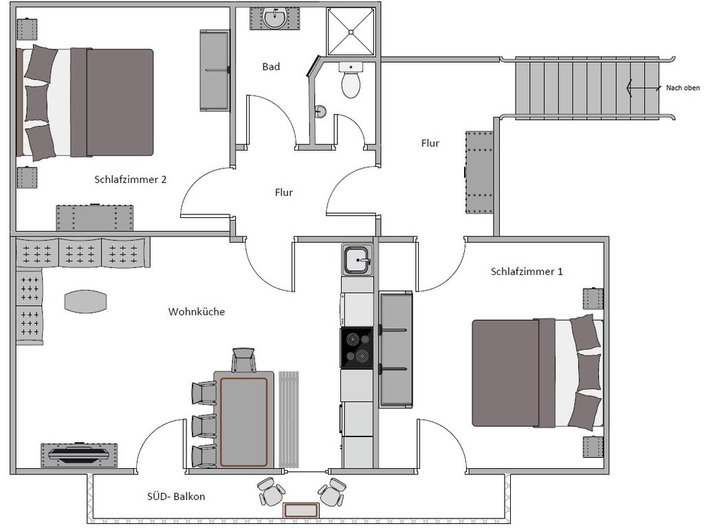 Grundriss Ferienwohnung Hoisenlehen