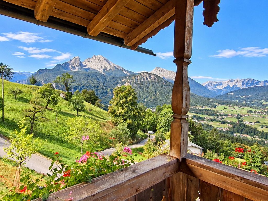 Panoramabalkon Ecke Süd-West Seite mit Blick auf Watzmann