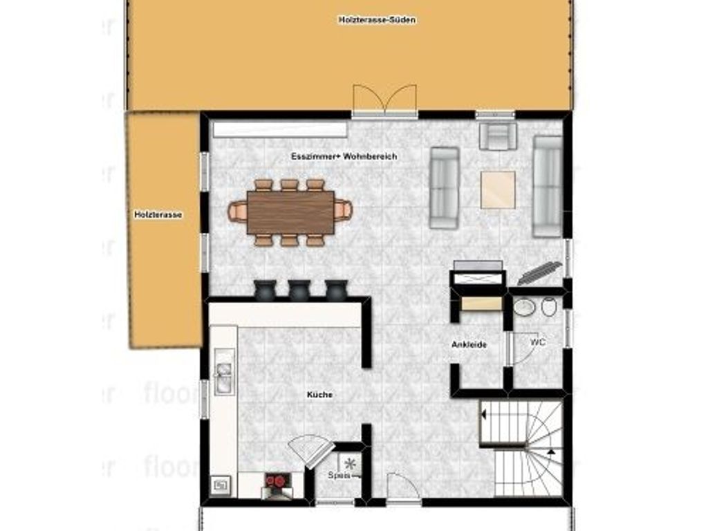 1. Stock- Wohn-und Esszimmer/ Gästetoilette