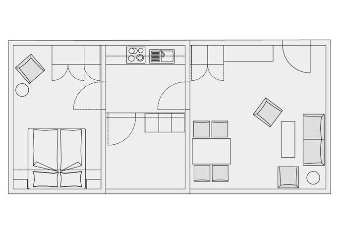 Appartement mit 40qm, 1 Schlafzimmer für max. 2 Personen