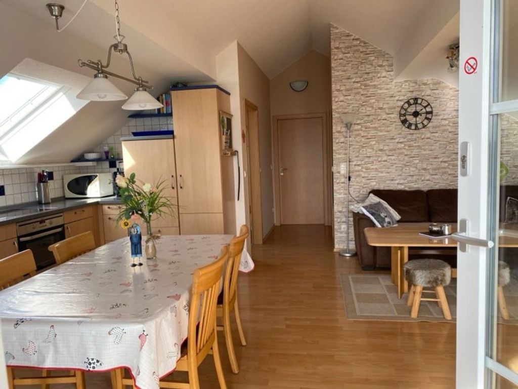 Wohnbereich mit Küche und Wohnzimmer  Schlafcouch