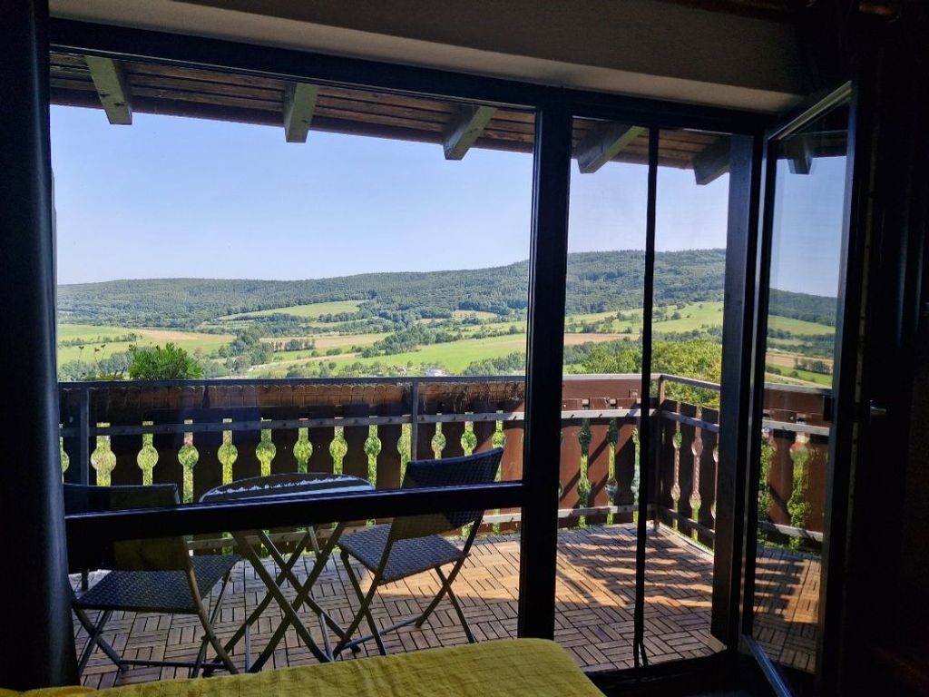 Aussicht vom Balkon im kleinen Zimmer oben.