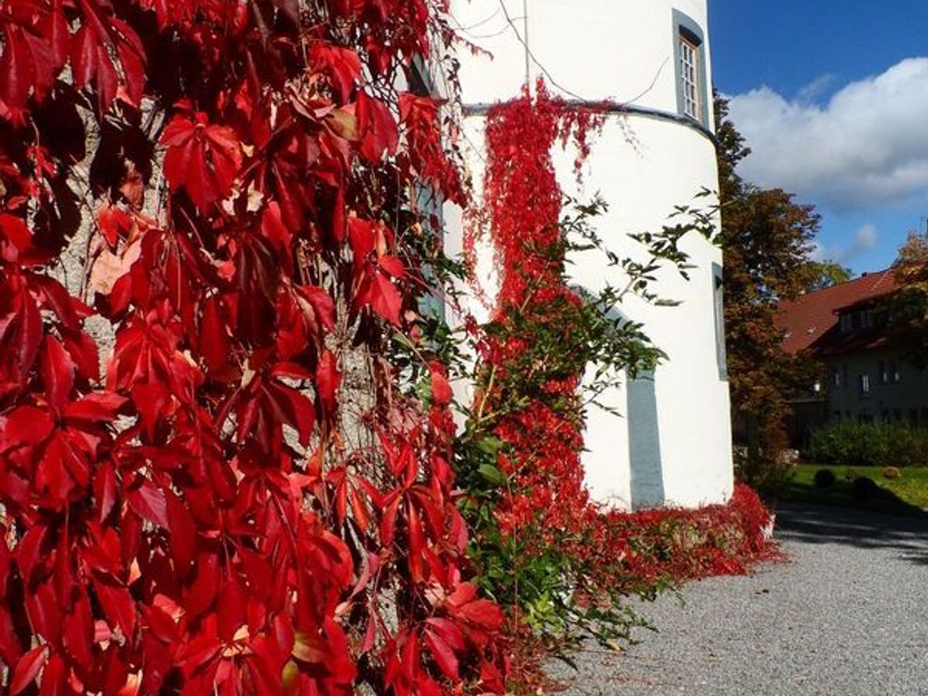 Schloß Roßdorf (Treppenturm) im Herbstfarben