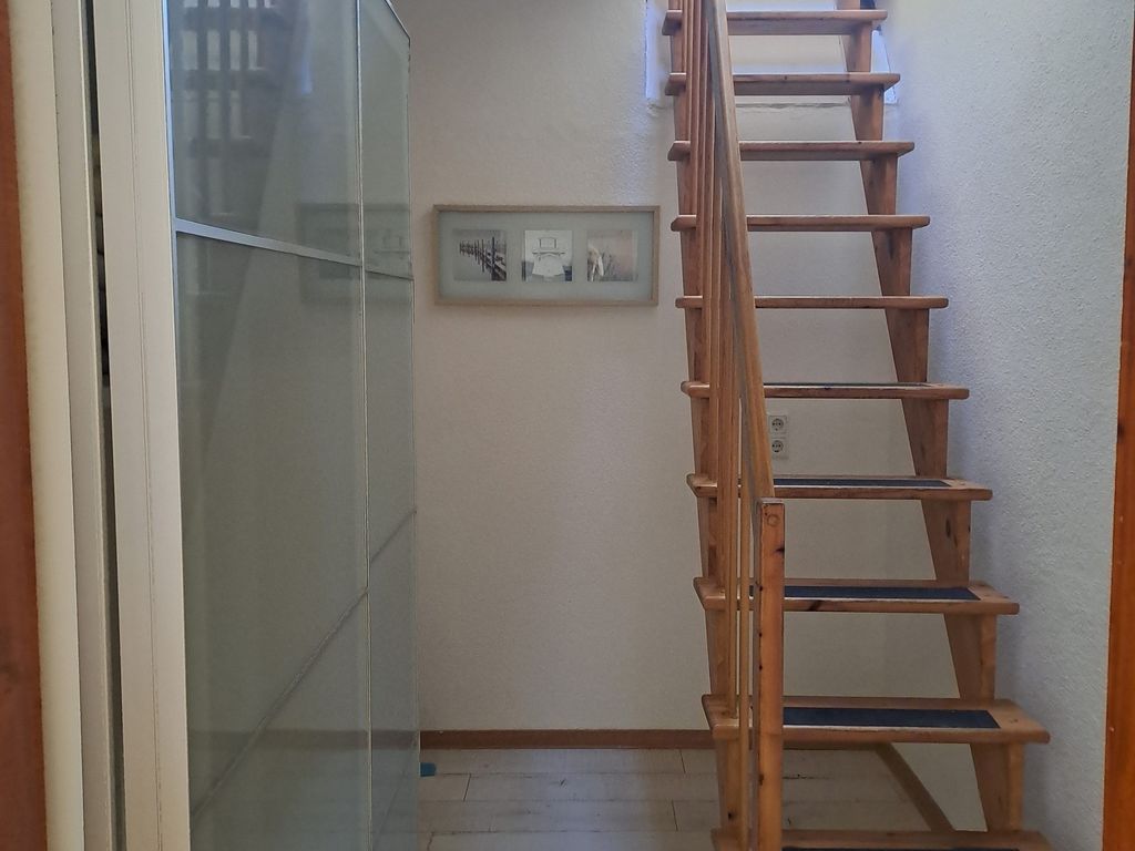 Der Treppenaufgang in die 2. Etage in der Ferienwohnung