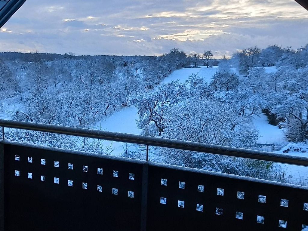 Aussicht vom Balkon im Winter