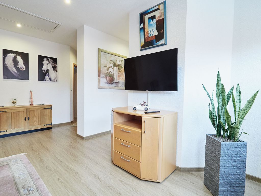Wohnzimmer mit TV in der Ferienwohnung Warendorf 12