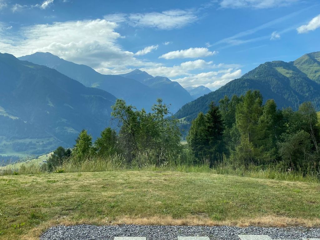 Ferienwohnung Bischu Valtiarm - Aussicht Sommer