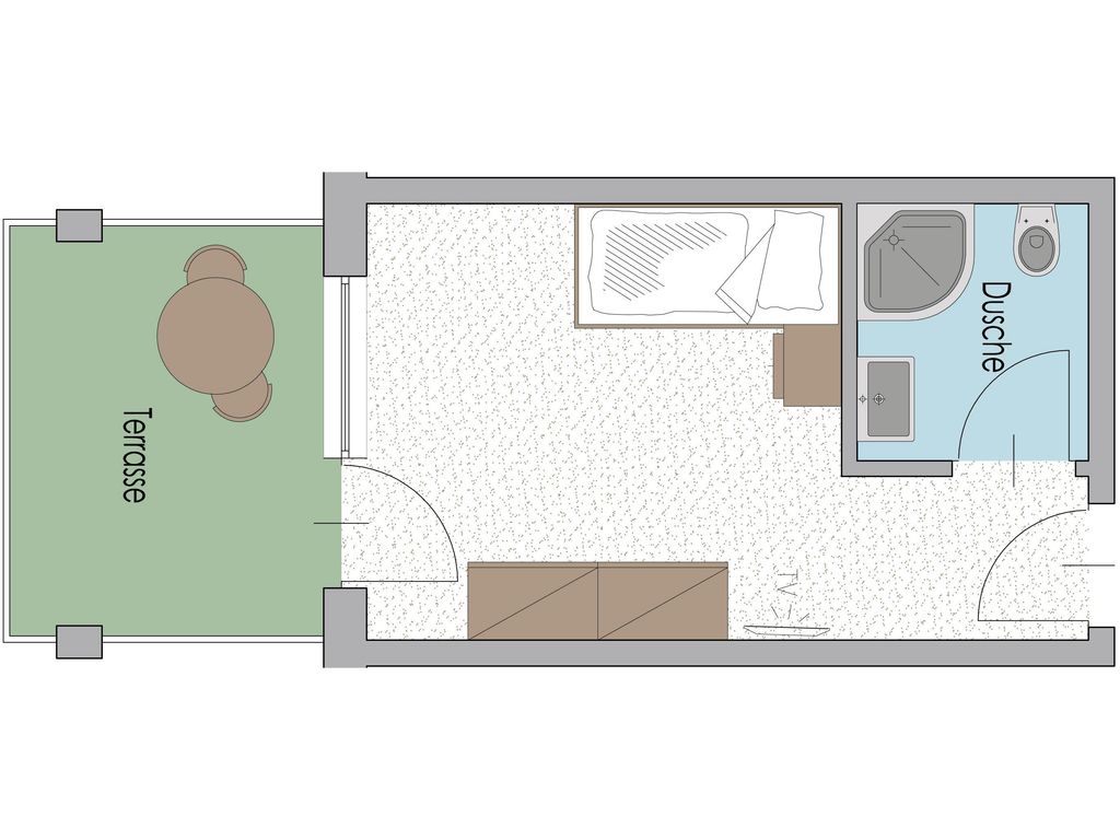 Einzelzimmer Typ G mit Terrasse