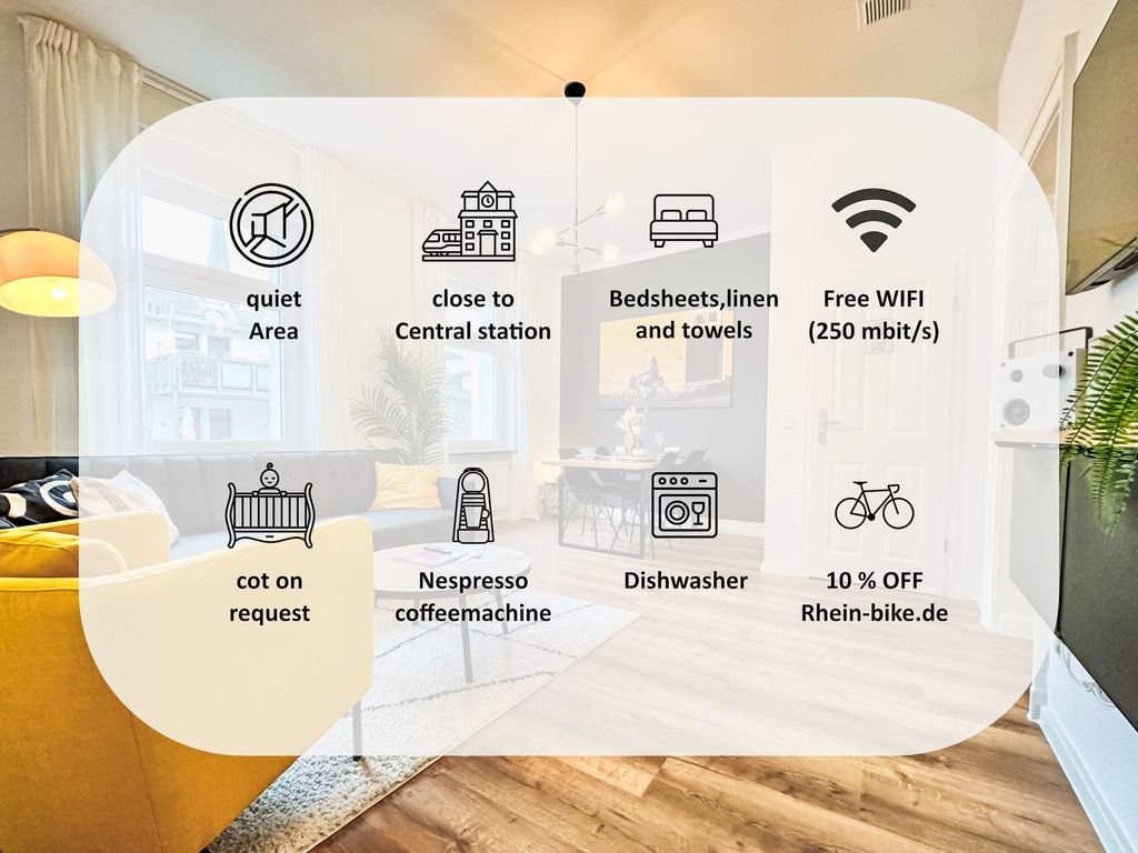 250m Rhein - ruhiges Apartement nähe Hbf -K-111-