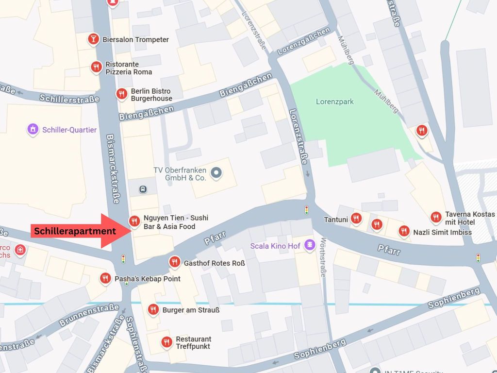Schiller Apartment im Zentrum von Hof. Küche, Parkplatz, 250MBit Wlan