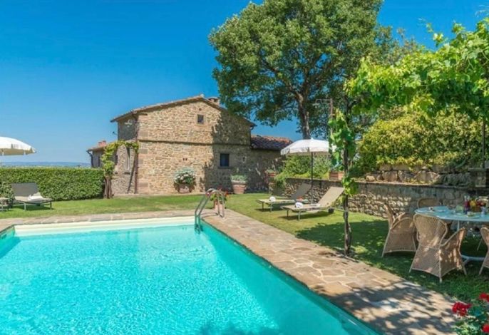 Wohnung in Cortona mit Terrasse, Garten und Grill