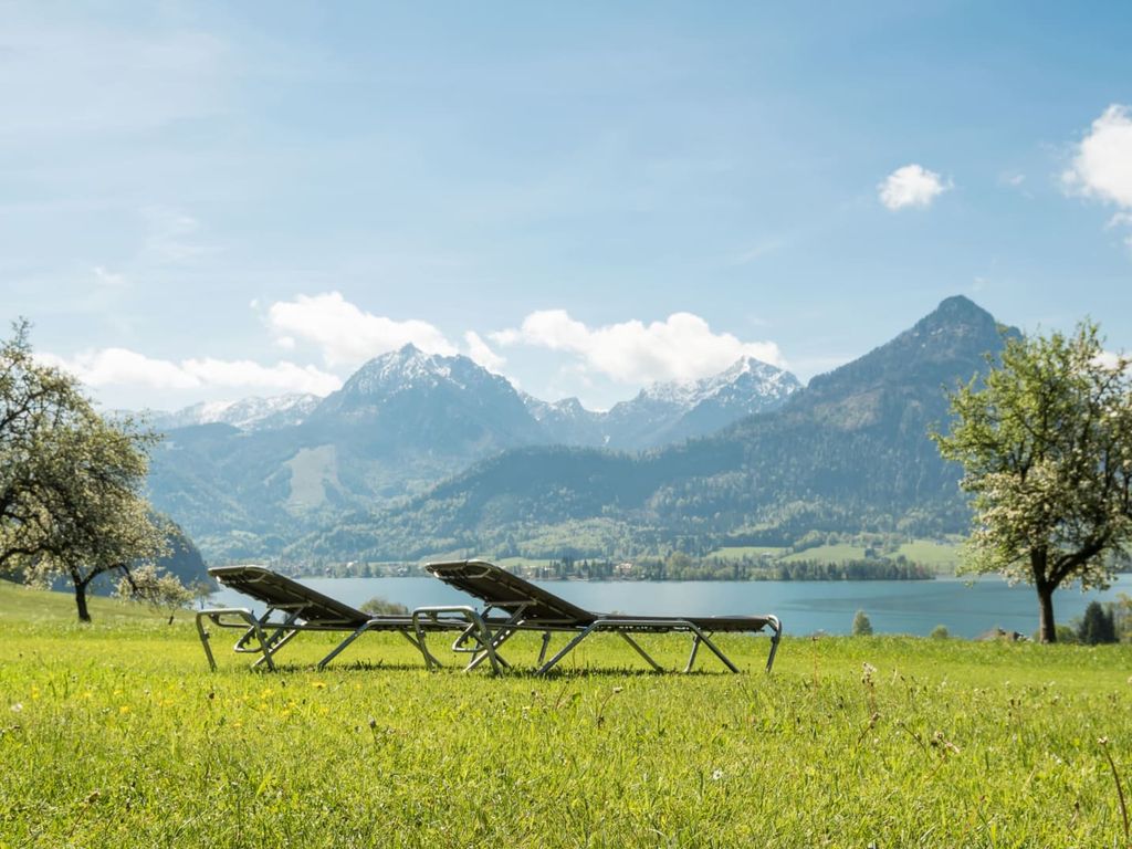 Liegewiese mit Blick auf den Wolfgangsee