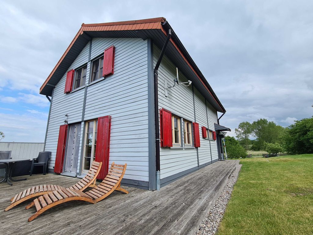 H12 Holz-Ferienhaus Haffblick Russow nahe Ostseebad Rerik Terrasse