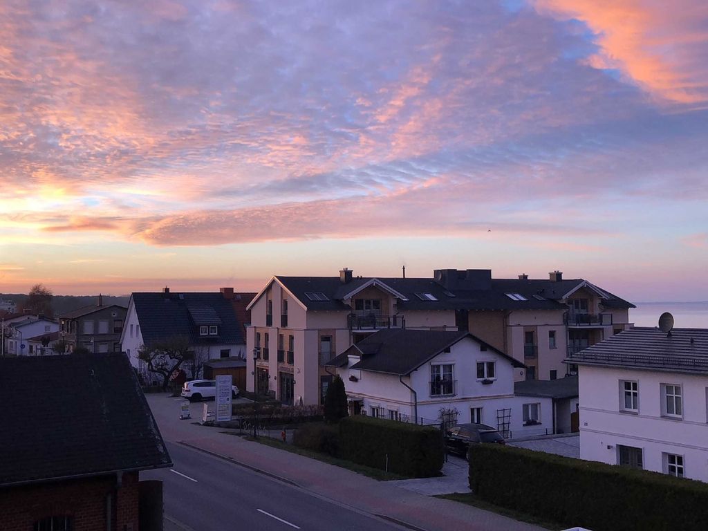 Blick auf Glowe in Abendstimmung vom West-Balkon