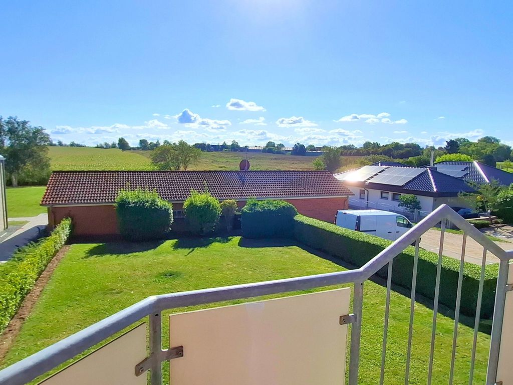Blick vom Balkon über die Wiesen