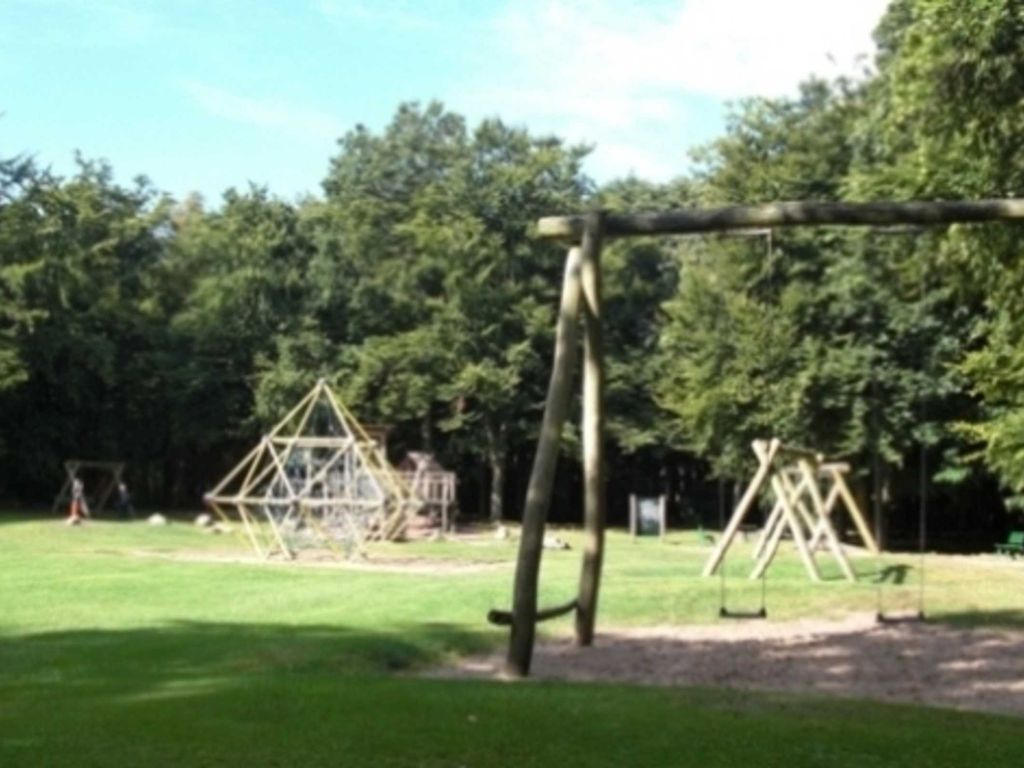 Die Löwengrube, ein Spielplatz mit Schaukeln, Rutschen, Klettergerüst und vieles mehr, gleich nebenan im Stadtwald