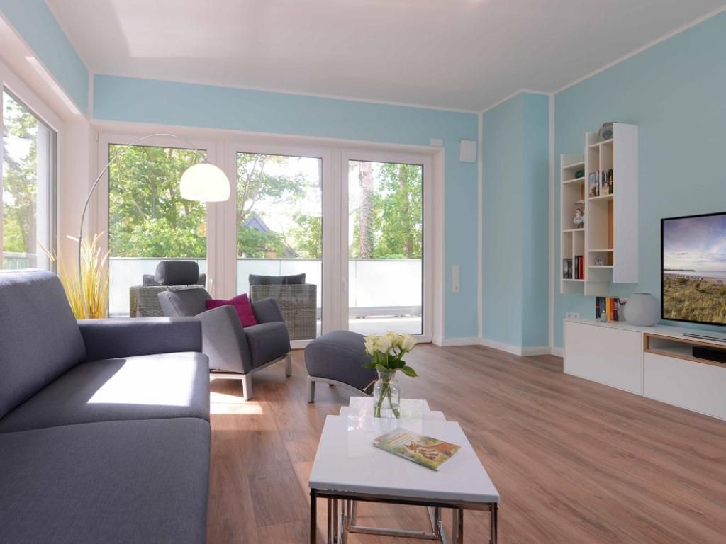 Strandvilla Gezeiten App. Deichlicht- Blick in den Wohnbereich