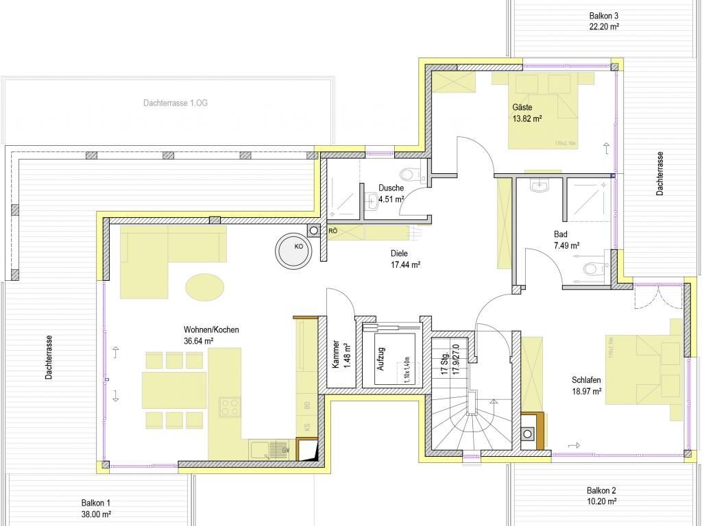 Strandvilla Gezeiten Penthouse-Grundriss