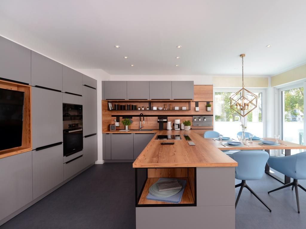 Strandvilla Gezeiten Penthouse-integrierte Küche und Essbereich